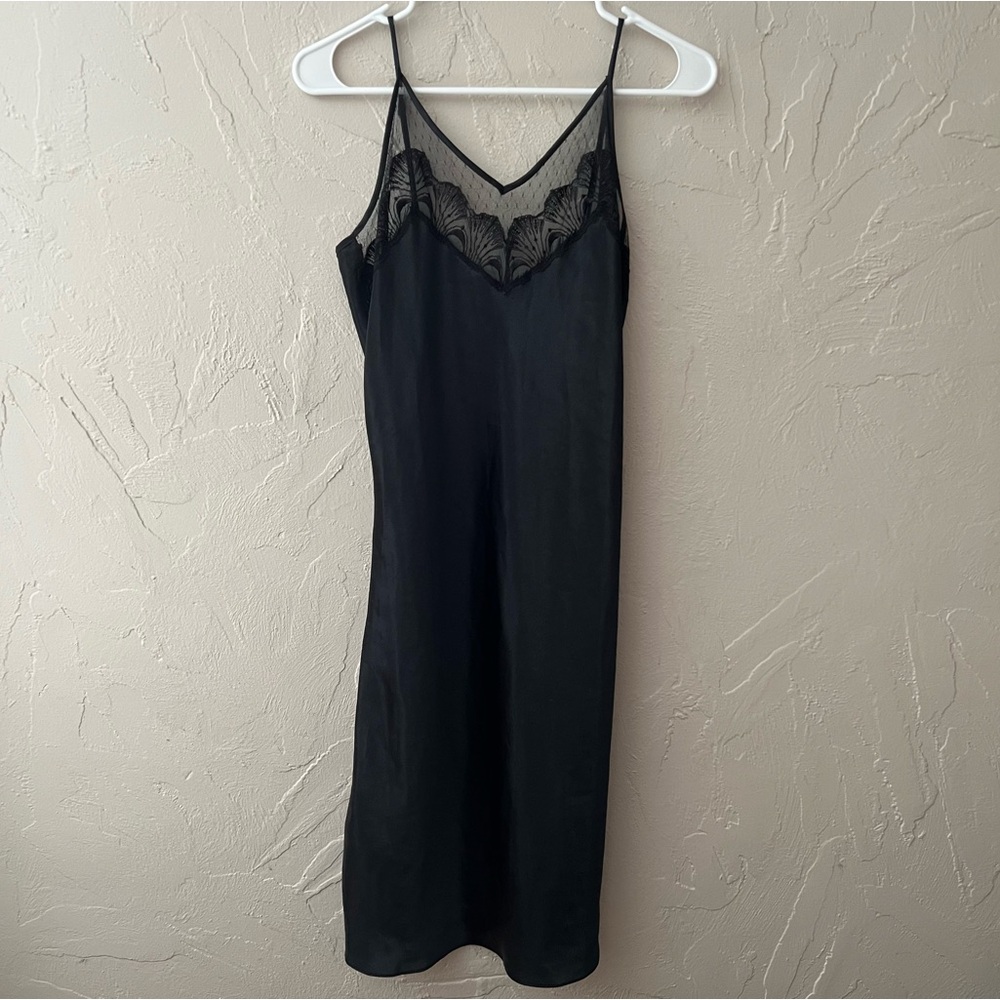 Women’s Vintage Victoria’s Secret Midi Black Slip Dress Lace details Size Large